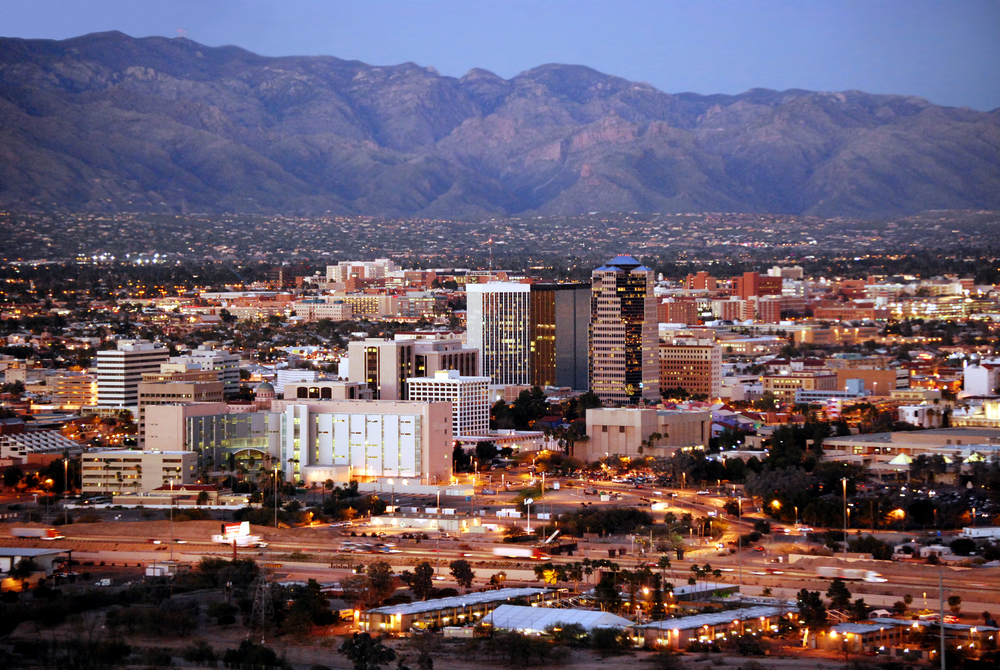 aerial skyline of Tucson